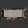 Model Van With Open Doors Interior Seats And Yellow Stripes On Display Platform 3d model
