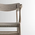 Simple Modern Dining Chair With Wooden Frame Woven Seat And Armrests