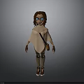 3D Cartoon Character With Brown Hair Blue Eyes Wearing Light Pink Cape And Brown Bag