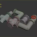 Silver Home Plumbing Fittings With Multiple Elbows Tees And Red Knob