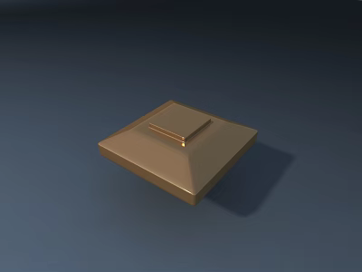 Golden Square Hardware Accessory With Small Square Protrusion Durable Metal On Dark Background 3d model