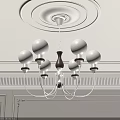 Elegant Classic Chandelier With Golden Metal Frame And Multiple White Spherical Shades