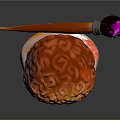 Vibrant Game Movie Character With Colorful Curly Hair Beard Paint Splattered Clothes And Purple Paintbrush