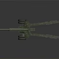Vintage Green Military Artillery Gun With Long Barrel And Wheel Base