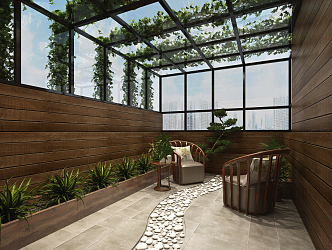 Modern sun room sun room terrace 3d model