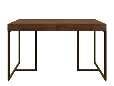 Modern Wooden Table With Metal Frame And Drawers Contemporary Design For Home Office 3d model