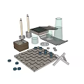 Modern Decorative Ornament Set With Glassware Candles Metal Tray And Chessboard