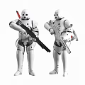 White Armor Action Figure Dolls Holding Different Weapons And Backpack Accessories 3d model