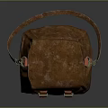 Brown Leather Fashion Bag With Red Straps And Metal Buckles Design