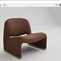 Modern Brown Upholstered Accent Chairs With Curved Design And Wooden Legs