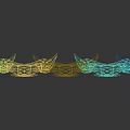 Black Shoulder Armor Pieces With Colorful Glowing Stripes In Various Colors