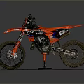 Red Motocross Dirt Bike With 722 Racing Number On Display Stand