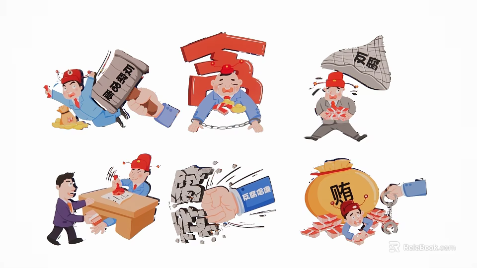 Anti Corruption Themed Decorative Pendant Illustrations 3d model