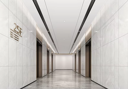 modern elevator hall 3d model