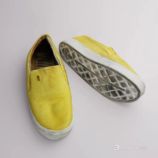 Comfortable Yellow Slip On Canvas Casual Shoes For Daily Wear 3d model 