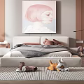 Modern Kids Room Interior Design With Cozy Bed Playful Toys And Decorative Painting