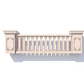 Classical Stone Fence With Carved Pillars And Vertical Rail Design 3d model