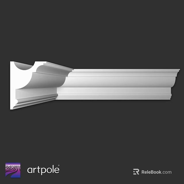 White Architectural Decorative Component With Ornate Layered Molding For Interior Design 3d model 