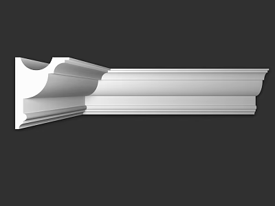 White Architectural Decorative Component With Ornate Layered Molding For Interior Design 3d model