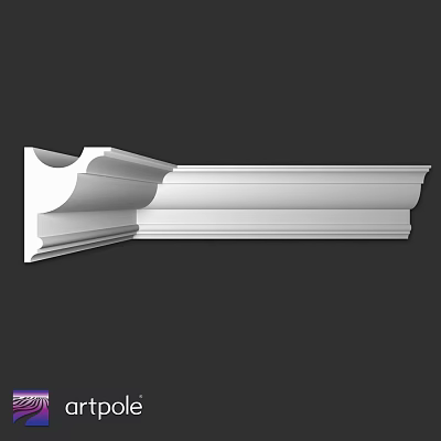 White Architectural Decorative Component With Ornate Layered Molding For Interior Design 3d model