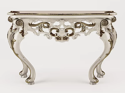 Elegant Ornate Console Table With Intricate Carved Details And Decorative Curved Legs 3d model