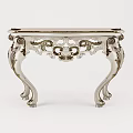 Elegant Ornate Console Table With Intricate Carved Details And Decorative Curved Legs
