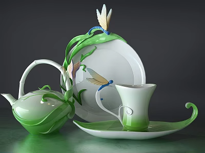 Pastoral Tea Set Crafts 3d model