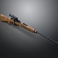 Vintage Rifle With Wooden Stock Black Barrel And Scope Design