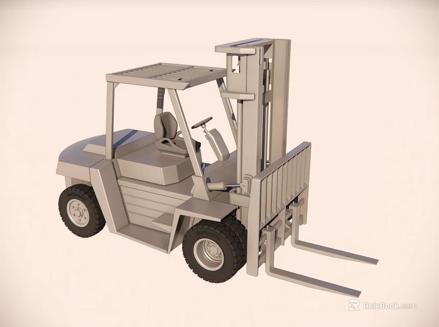 Forklift Utility Vehicle with Enclosed Cab Lifting Mast and Front Forks for Industrial Use 3d model 