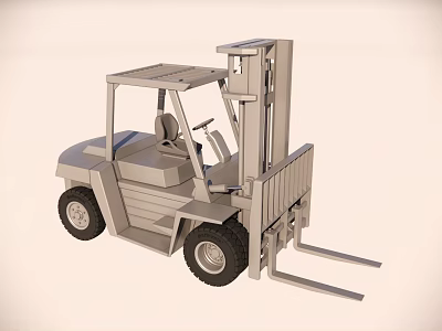 Forklift Utility Vehicle with Enclosed Cab Lifting Mast and Front Forks for Industrial Use 3d model