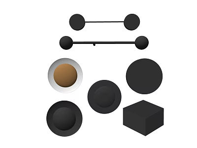 Minimalist Wall Lamp Design With Various Shapes Black And Brown Components 3d model
