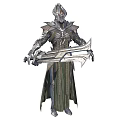 Armored Fantasy Warrior Character With Spiked Helmet Robe And Large Double Bladed Weapon