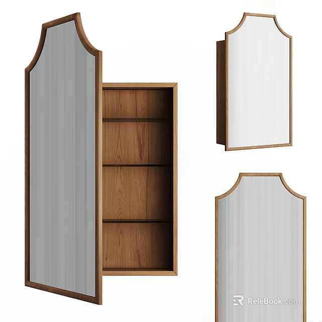 Arched and Rectangular Mirrors with Wooden Frames for Modern Home Interior Design 3d model