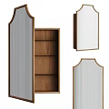 Arched and Rectangular Mirrors with Wooden Frames for Modern Home Interior Design 3d model
