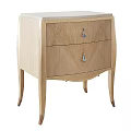 Wooden Modern Nightstand with Two Drawers and Decorative Handles for Bedroom Furniture Decor