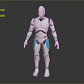 Modern Humanoid Robot Character With White And Blue Futuristic Design Features 3d model