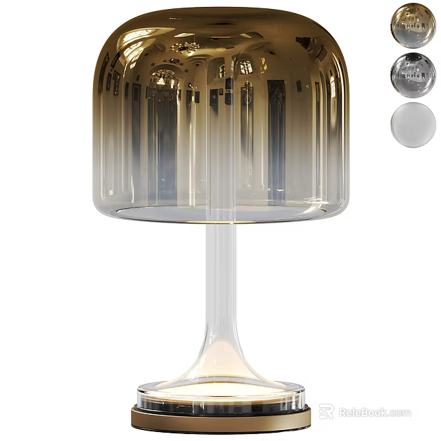Modern Elegant Glass Table Lamp With Amber Gradient Shade And Clear Base 3d model 