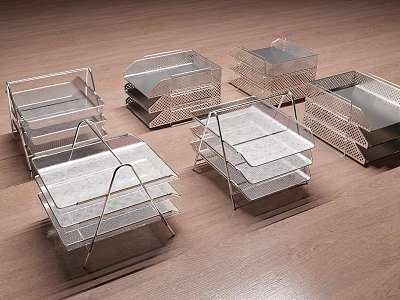 Three-layer Storage Shelf Data Shelf Data Basket File Rack File Rack 3d model