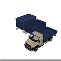Various Types of Beige Trucks With Blue Cargo Beds Displayed From Different Angles