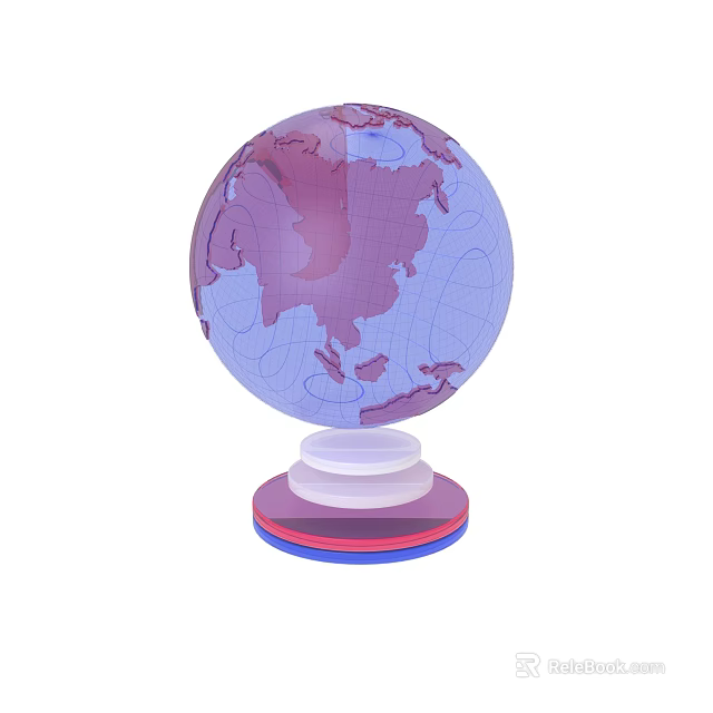 Household Decorative Purple Pink Globe With White Red Blue Base Desktop Ornament 3d model 