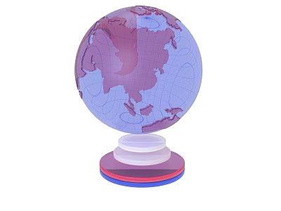 Household Decorative Purple Pink Globe With White Red Blue Base Desktop Ornament 3d model
