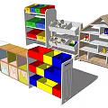 Various Colorful Storage Cabinets With Multi Layer Shelves And Wooden Frames