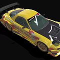 Yellow Racing Car With Sponsor Logos Black Hood And Track Ready Design
