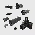 Professional Digital Camera Photography Equipment With Multiple Lenses Flash And Accessories