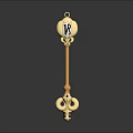 Household Decorative Golden Key with Circular Pendant Featuring Number 18 Design