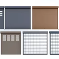 Various Roller Shutter Styles In Gray Brown With Grid And Slatted Patterns 3d model