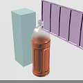 Orange Beverage Bottle With White Cap And Orange Liquid On Smooth Surface