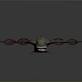 Vintage Military Aircraft 3D Model With Shark Mouth Design Red Tail Emblem And Four Engines