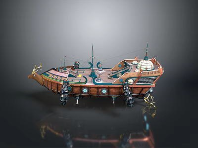 Vintage Wooden Ship Model With Detailed Deck Masts And Decorative Elements 3d model