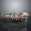 Vintage Wooden Ship Model With Detailed Deck Masts And Decorative Elements 3d model